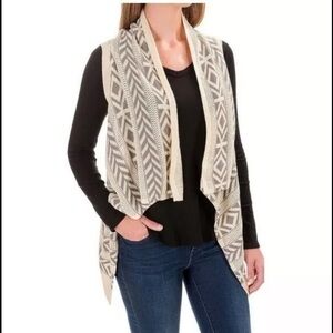 Woolrich ‘Ponsford’ draped waterfall open sweater vest cardigan geometric L